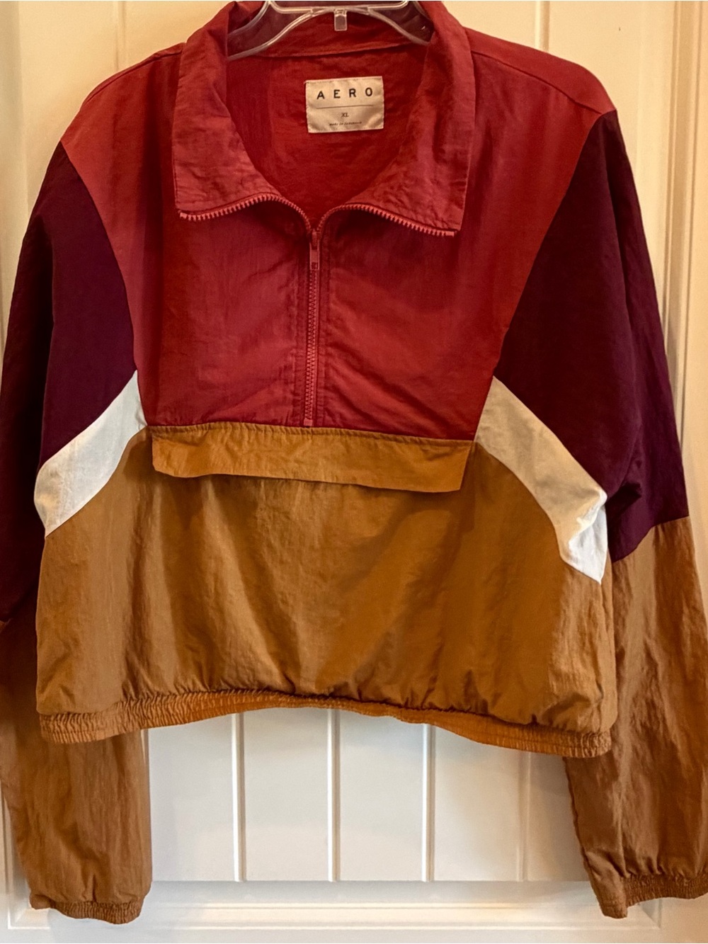 AERO Colorblock Bomber Jacket - Rust/Magenta/Tan - XL